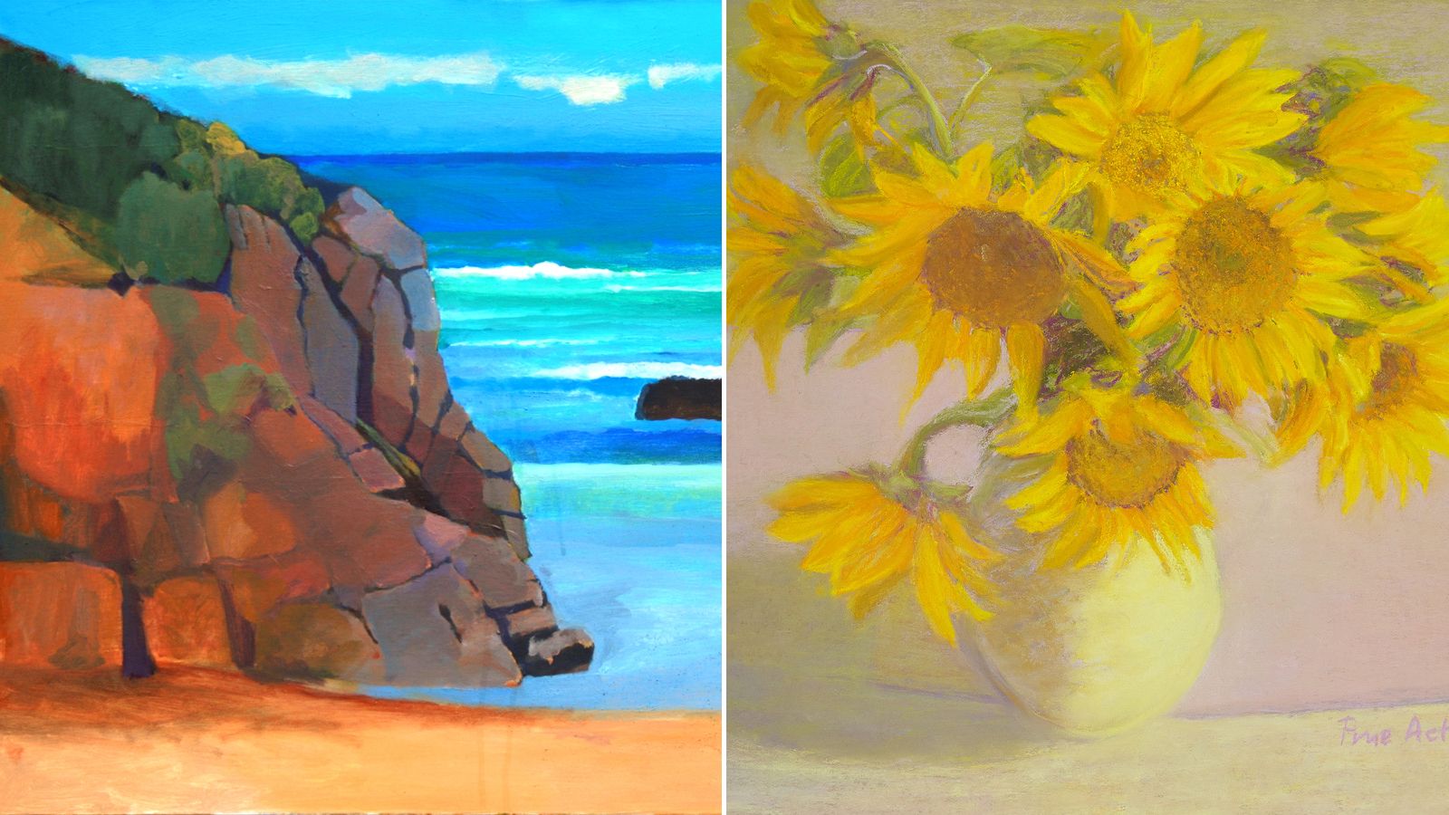 Painting by Merv Moriarty and pastel drawing by Prue Acton. banner image
