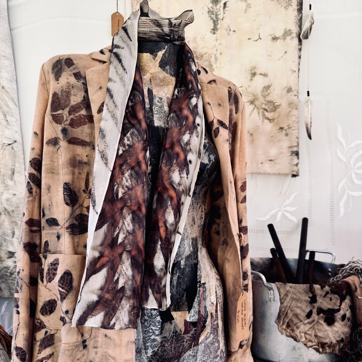 Image Botanical print jacket, dress and scarf.
