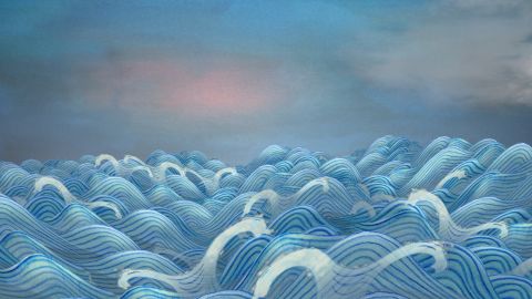 Video still of animation by Simone Hooymans titled Ancient Waves
