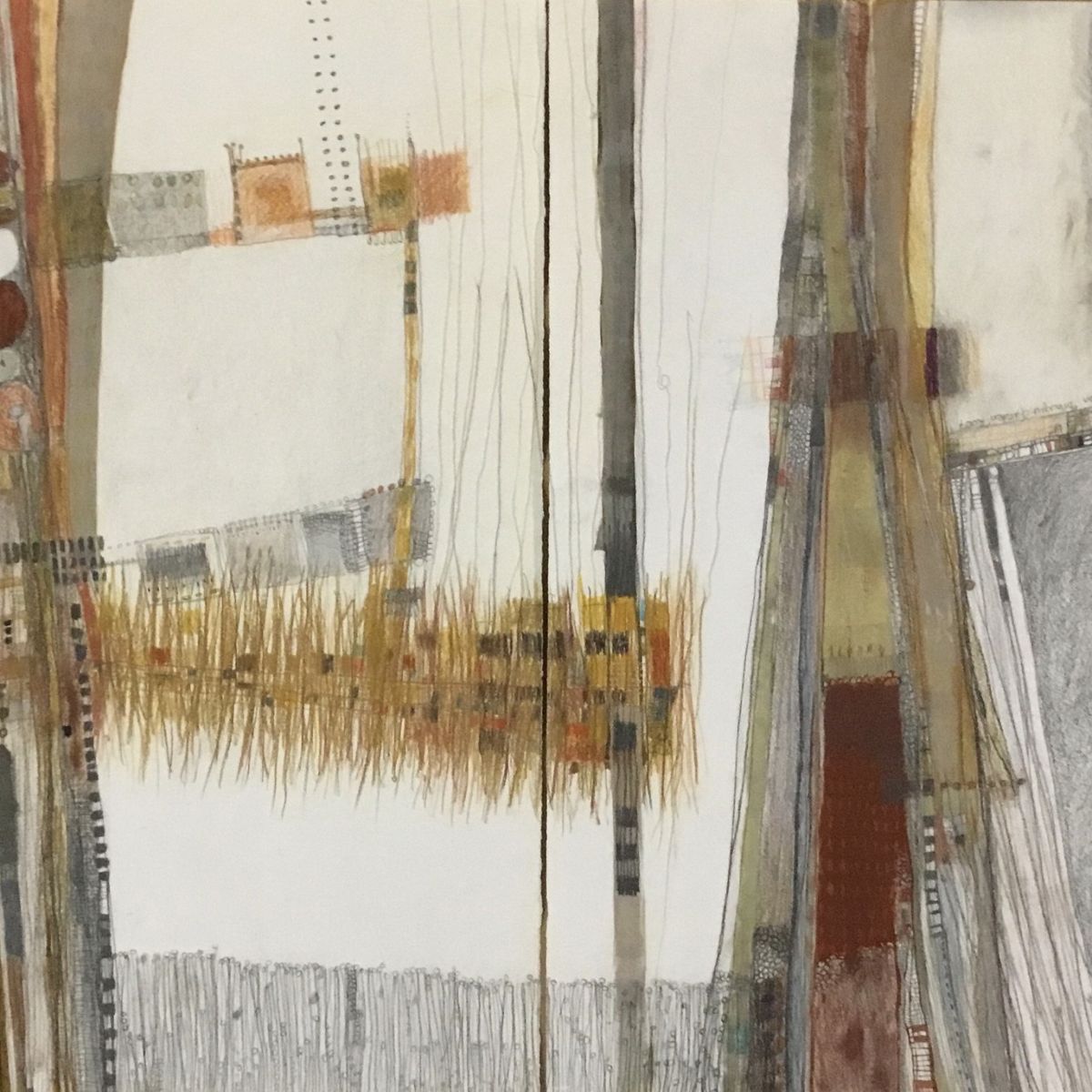 Image Lucille Carson_ Drought Garden ll Diptych_Graphite and coloured pencils_acrylic paint on cartridge paper