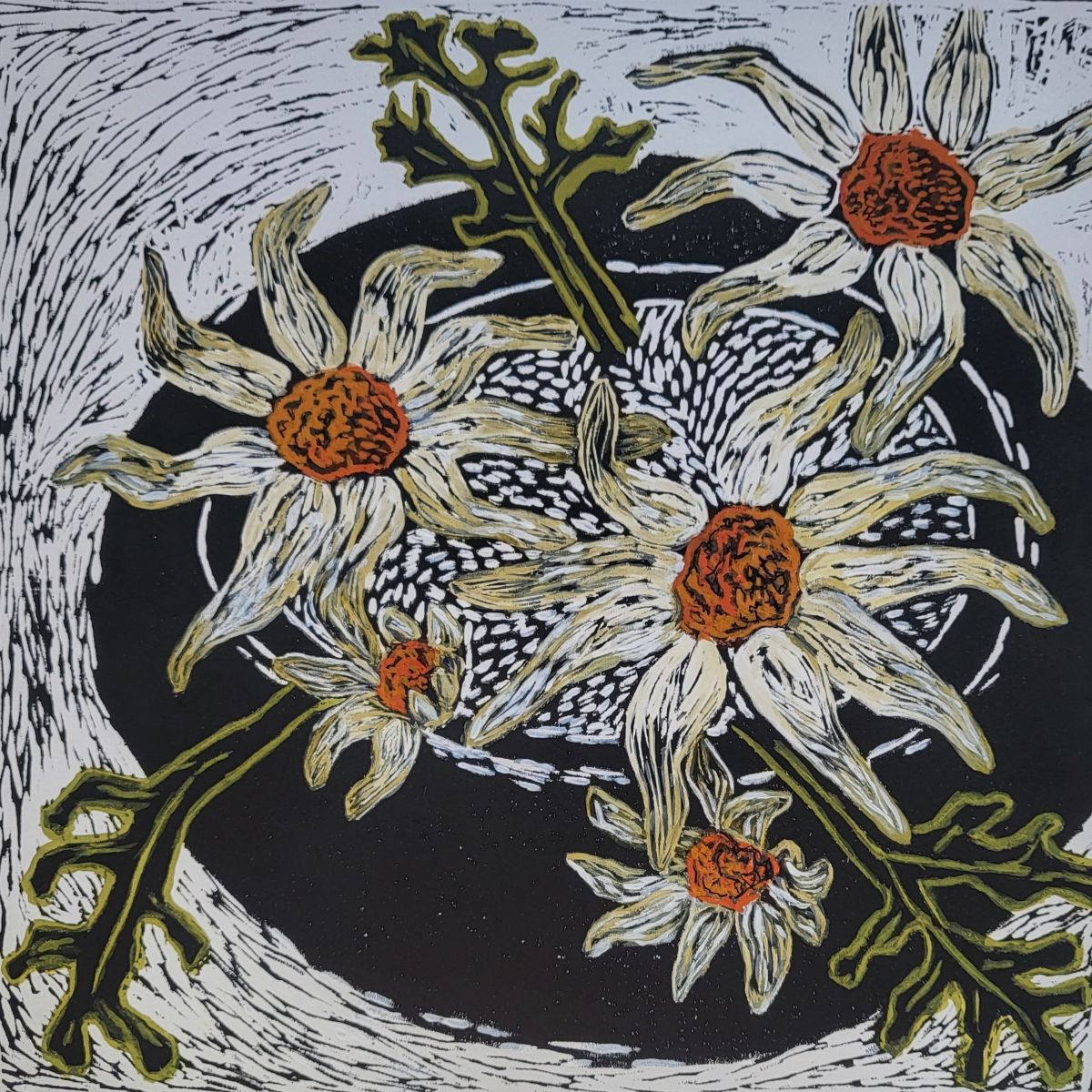 Image Suellen Franklin_Flannel Rust_linocut