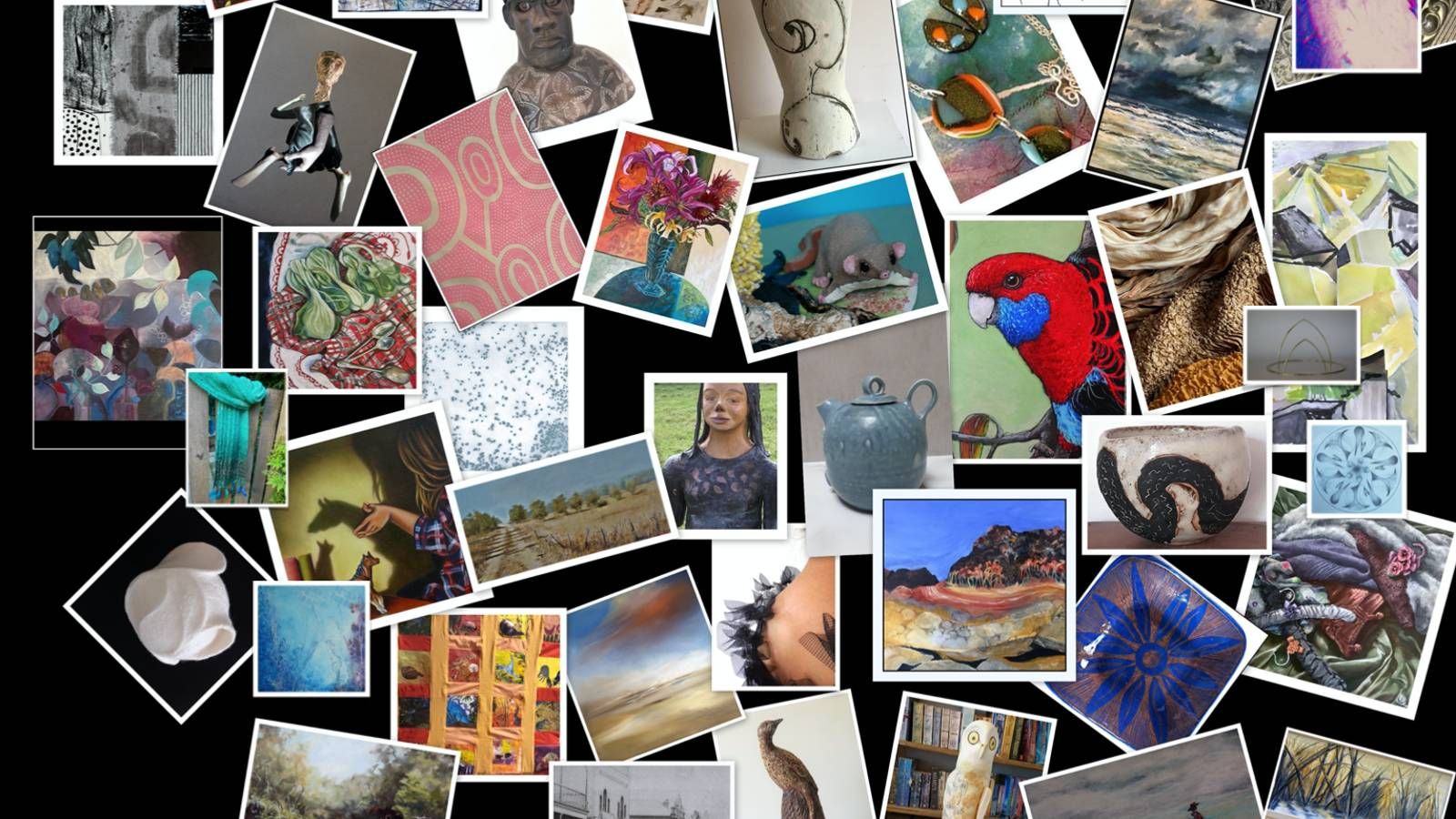 Photo board of paintings and drawings. banner image