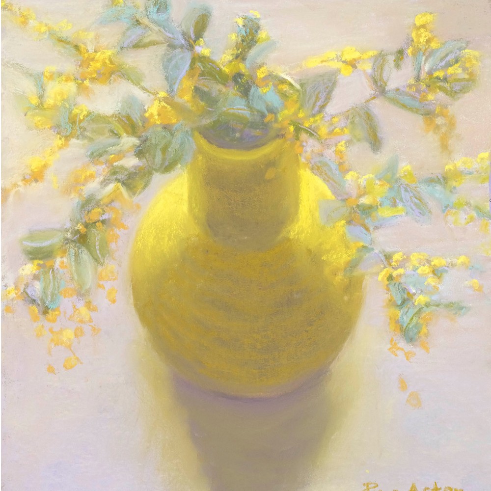 Image Artwork by Prue Acton titled Wattle No.1 Yellow on White.